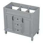 Mobile bagno moderno da 36'' con lavabo superiore e mobiletto a specchio, 2 ante e 2 cassetti