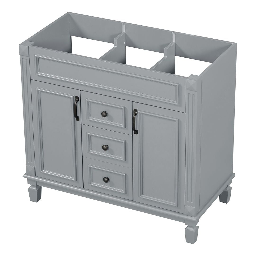 Mobile bagno moderno da 36'' con lavabo superiore e mobiletto a specchio, 2 ante e 2 cassetti