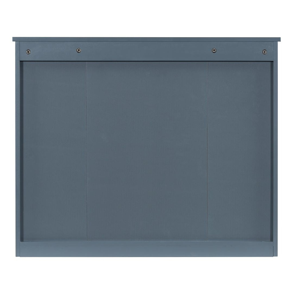 Mobile bagno moderno da 36'' con lavabo superiore e mobiletto a specchio, 2 ante e 2 cassetti