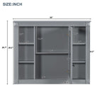 Mobile bagno moderno da 36'' con lavabo superiore e mobiletto a specchio, 2 ante e 2 cassetti