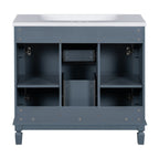 Mobile bagno moderno da 36'' con lavabo superiore e mobiletto a specchio, 2 ante e 2 cassetti
