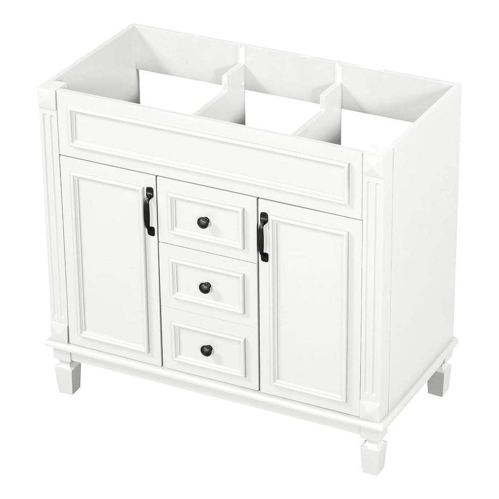 Mobile bagno moderno da 36'' con lavabo superiore e mobiletto a specchio, 2 ante e 2 cassetti