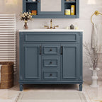 Mobile bagno moderno da 36'' con lavabo superiore e mobiletto a specchio, 2 ante e 2 cassetti