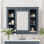 Mobile bagno moderno da 36'' con lavabo superiore e mobiletto a specchio, 2 ante e 2 cassetti