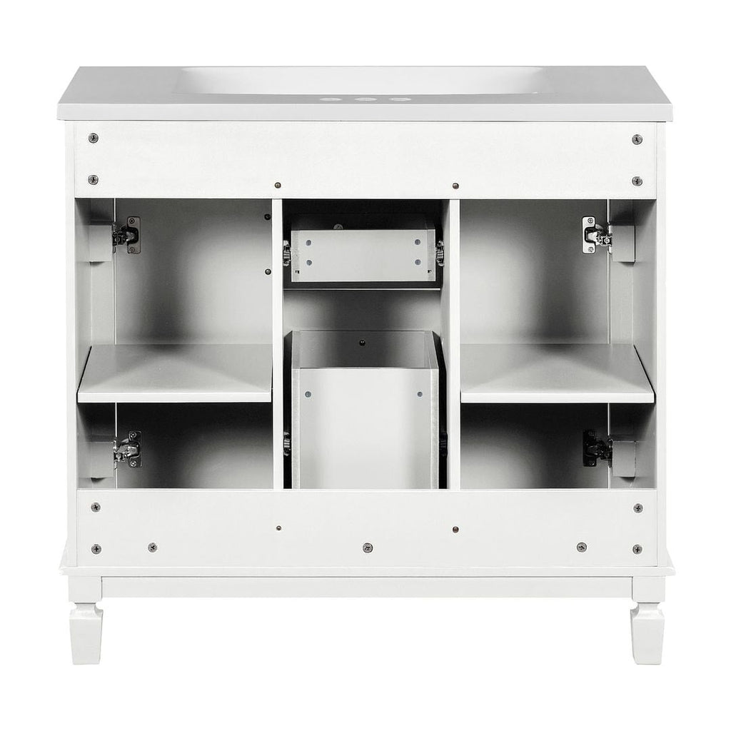 Mobile bagno moderno da 36'' con lavabo superiore e mobiletto a specchio, 2 ante e 2 cassetti