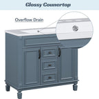Mobile bagno moderno da 36'' con lavabo superiore e mobiletto a specchio, 2 ante e 2 cassetti
