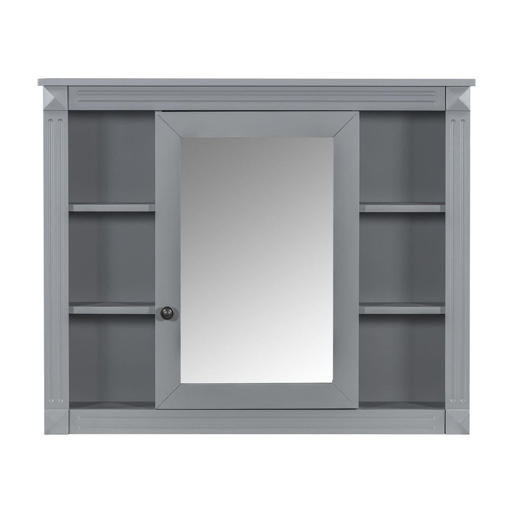 Mobile bagno moderno da 36'' con lavabo superiore e mobiletto a specchio, 2 ante e 2 cassetti