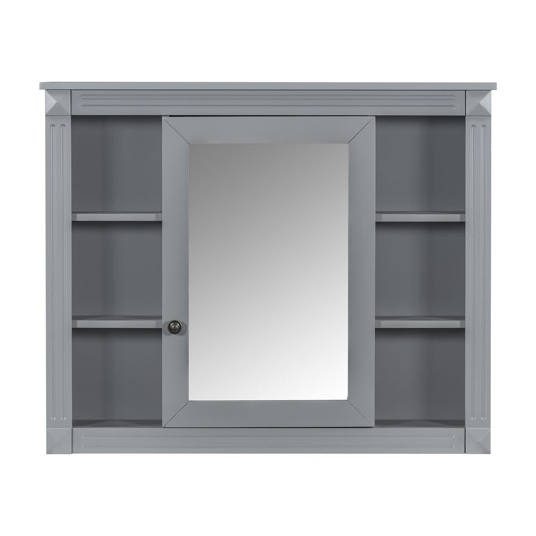 Mobile bagno moderno da 36'' con lavabo superiore e mobiletto a specchio, 2 ante e 2 cassetti