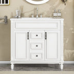 Mobile bagno moderno da 36'' con lavabo superiore e mobiletto a specchio, 2 ante e 2 cassetti