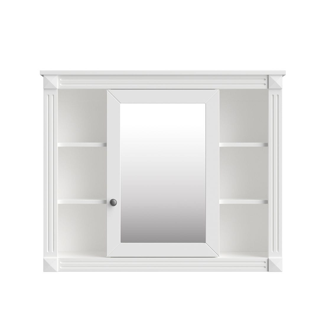 Mobile bagno moderno da 36'' con lavabo superiore e mobiletto a specchio, 2 ante e 2 cassetti