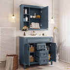 Mobile bagno moderno da 36'' con lavabo superiore e mobiletto a specchio, 2 ante e 2 cassetti