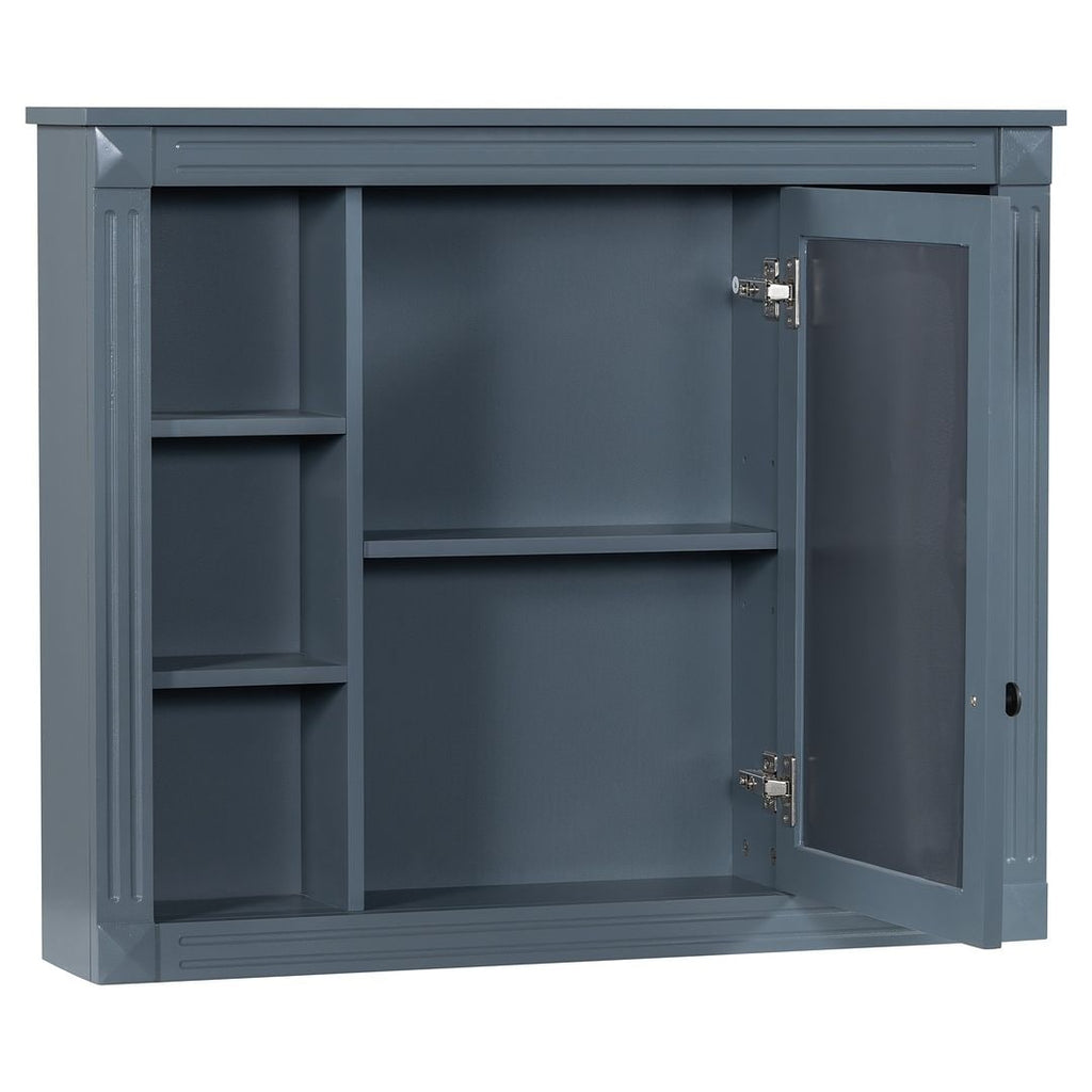 Mobile bagno moderno da 36'' con lavabo superiore e mobiletto a specchio, 2 ante e 2 cassetti