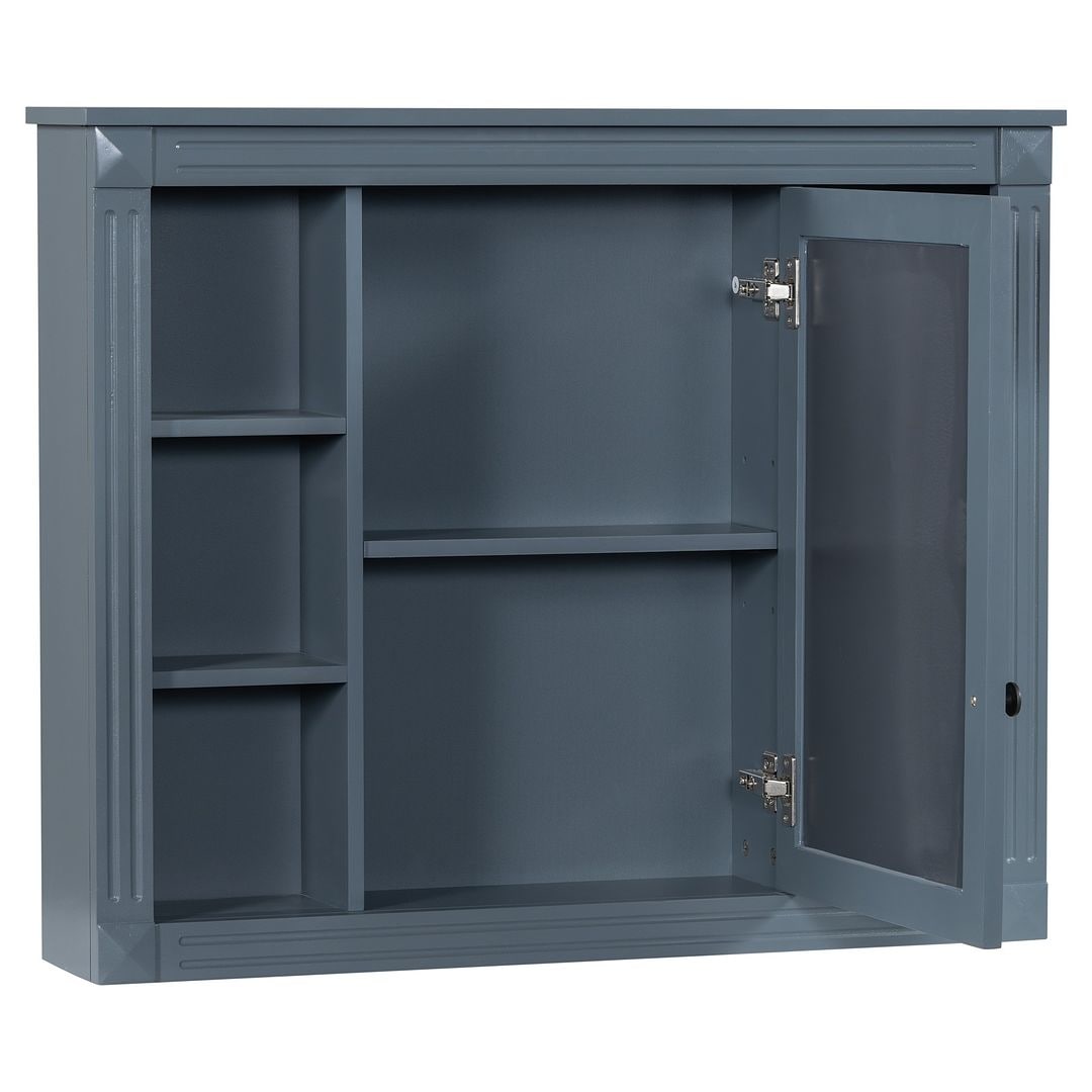 Mobile bagno moderno da 36'' con lavabo superiore e mobiletto a specchio, 2 ante e 2 cassetti
