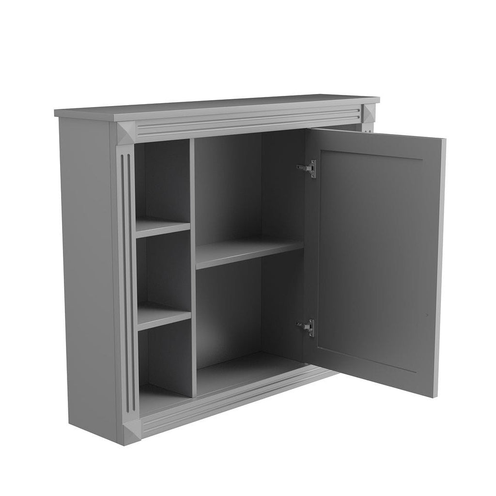 Mobile bagno moderno da 36'' con lavabo superiore e mobiletto a specchio, 2 ante e 2 cassetti