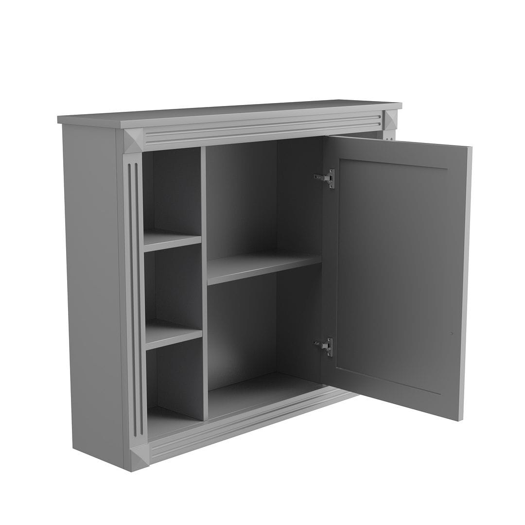 Mobile bagno moderno da 36'' con lavabo superiore e mobiletto a specchio, 2 ante e 2 cassetti
