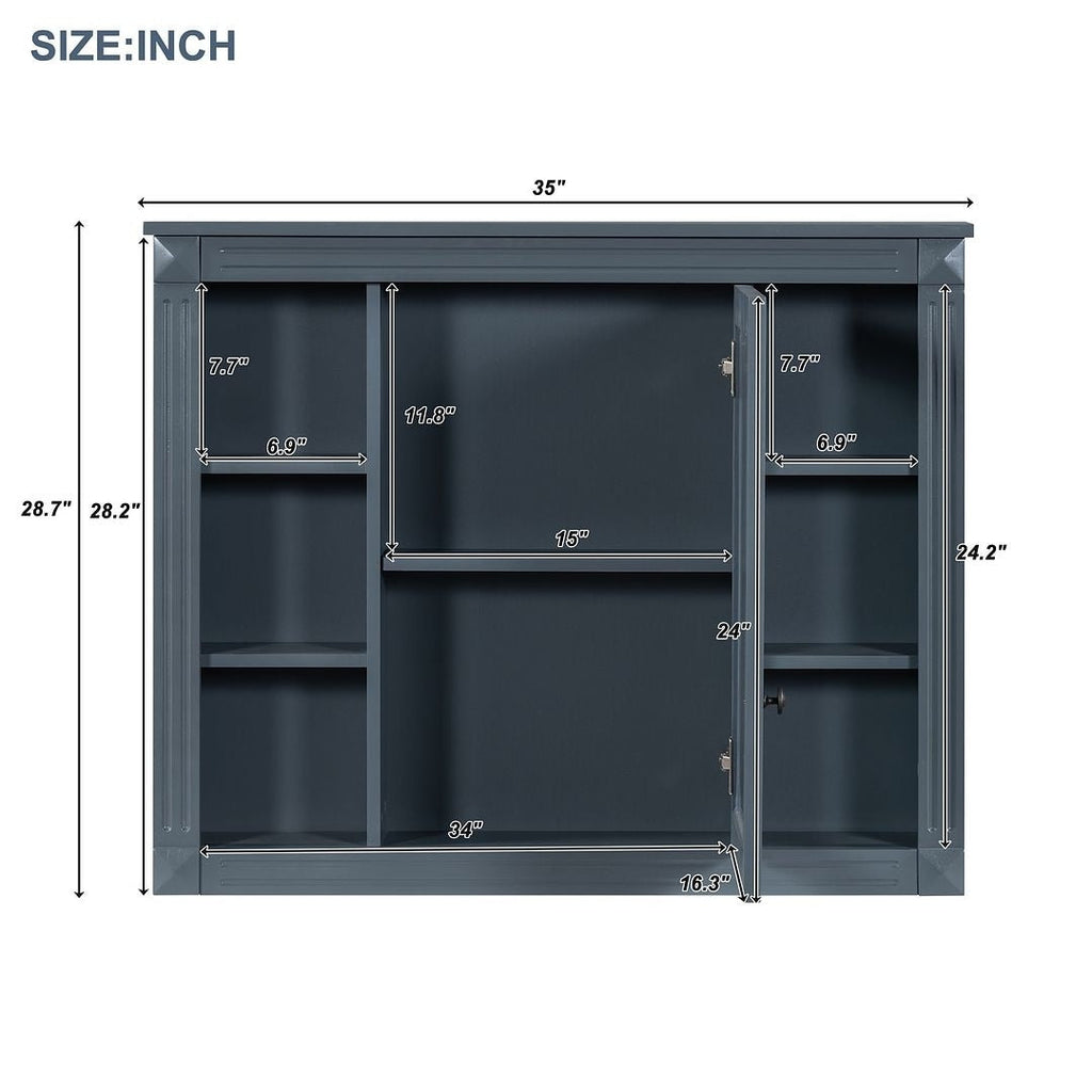 Mobile bagno moderno da 36'' con lavabo superiore e mobiletto a specchio, 2 ante e 2 cassetti