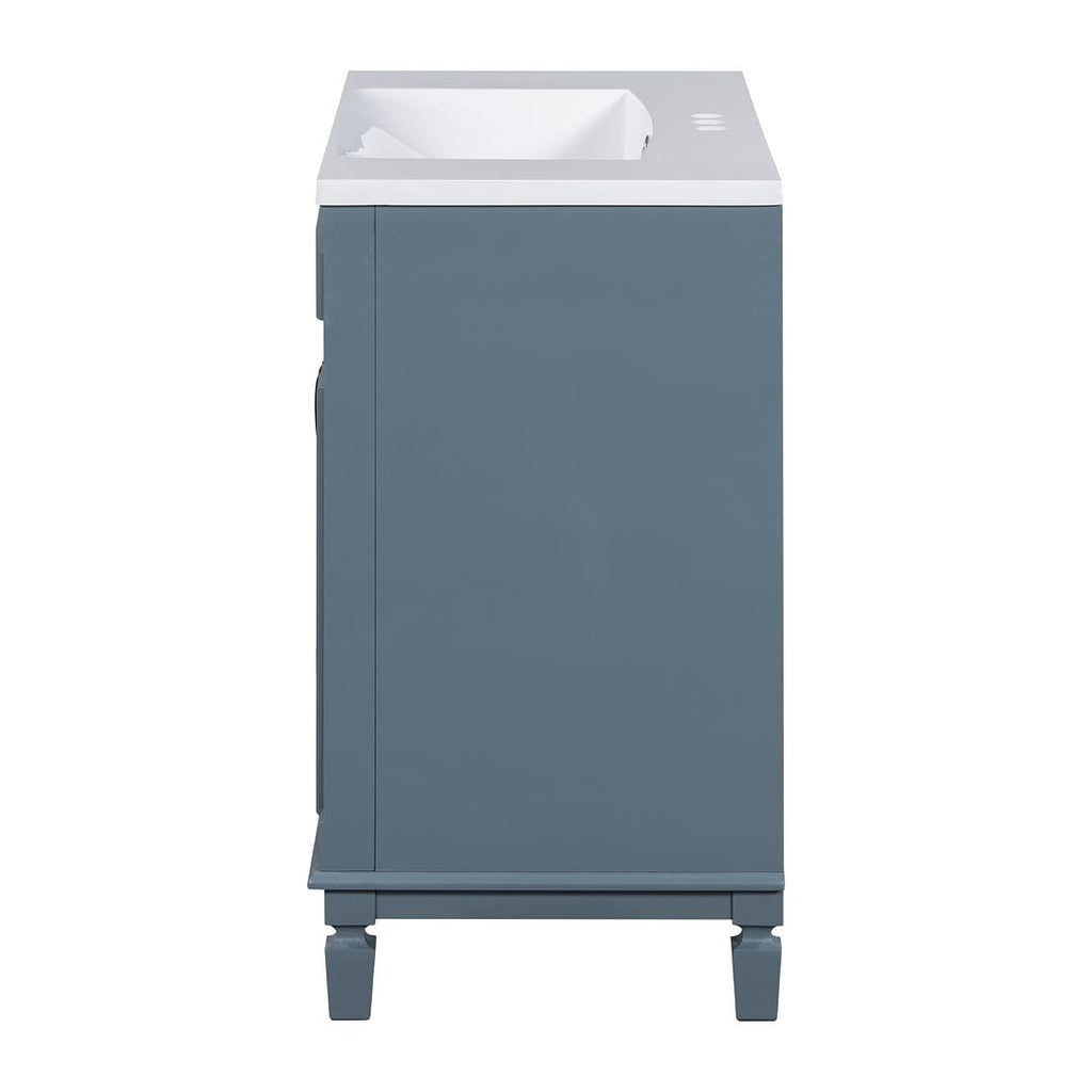 Mobile bagno moderno da 36'' con lavabo superiore e mobiletto a specchio, 2 ante e 2 cassetti