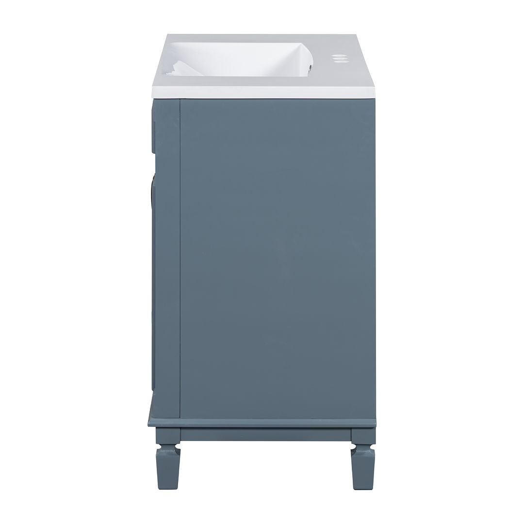 Mobile bagno moderno da 36'' con lavabo superiore e mobiletto a specchio, 2 ante e 2 cassetti