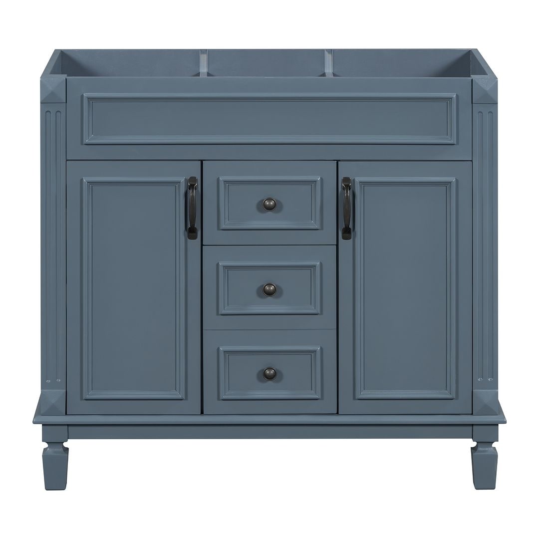 Mobile bagno moderno da 36'' con lavabo superiore e mobiletto a specchio, 2 ante e 2 cassetti