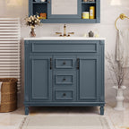 Mobile bagno moderno da 36'' con lavabo superiore e mobiletto a specchio, 2 ante e 2 cassetti