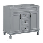 Mobile bagno moderno da 36'' con lavabo superiore e mobiletto a specchio, 2 ante e 2 cassetti