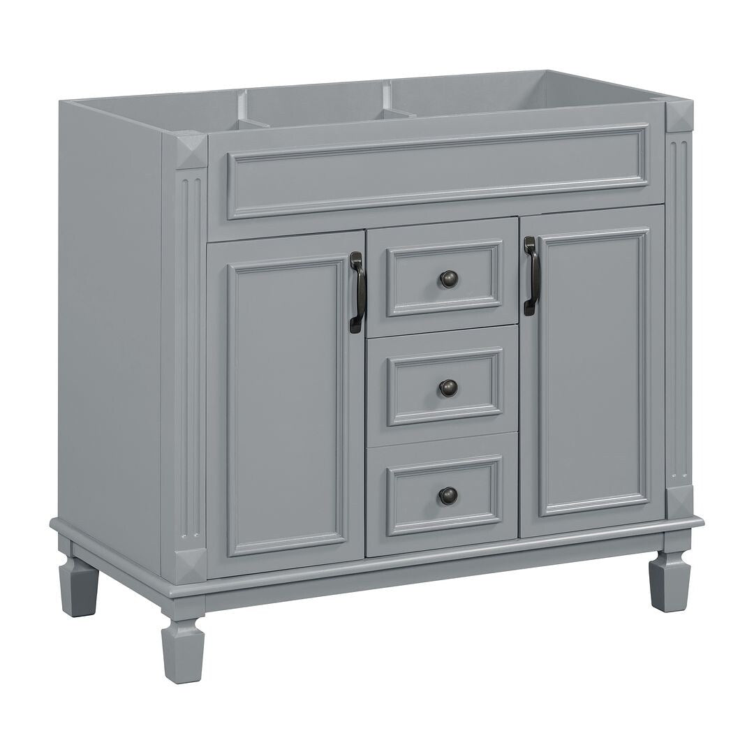 Mobile bagno moderno da 36'' con lavabo superiore e mobiletto a specchio, 2 ante e 2 cassetti