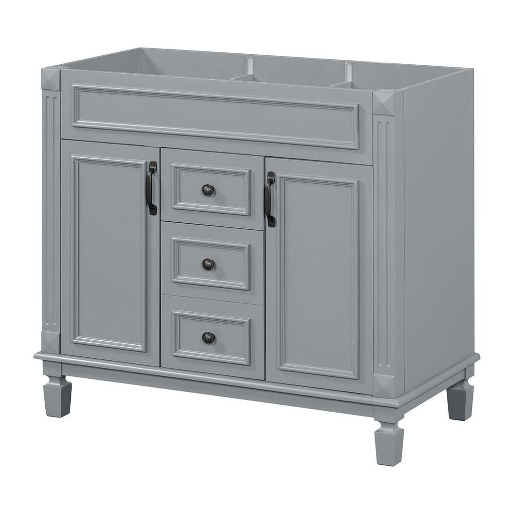 Mobile bagno moderno da 36'' con lavabo superiore e mobiletto a specchio, 2 ante e 2 cassetti