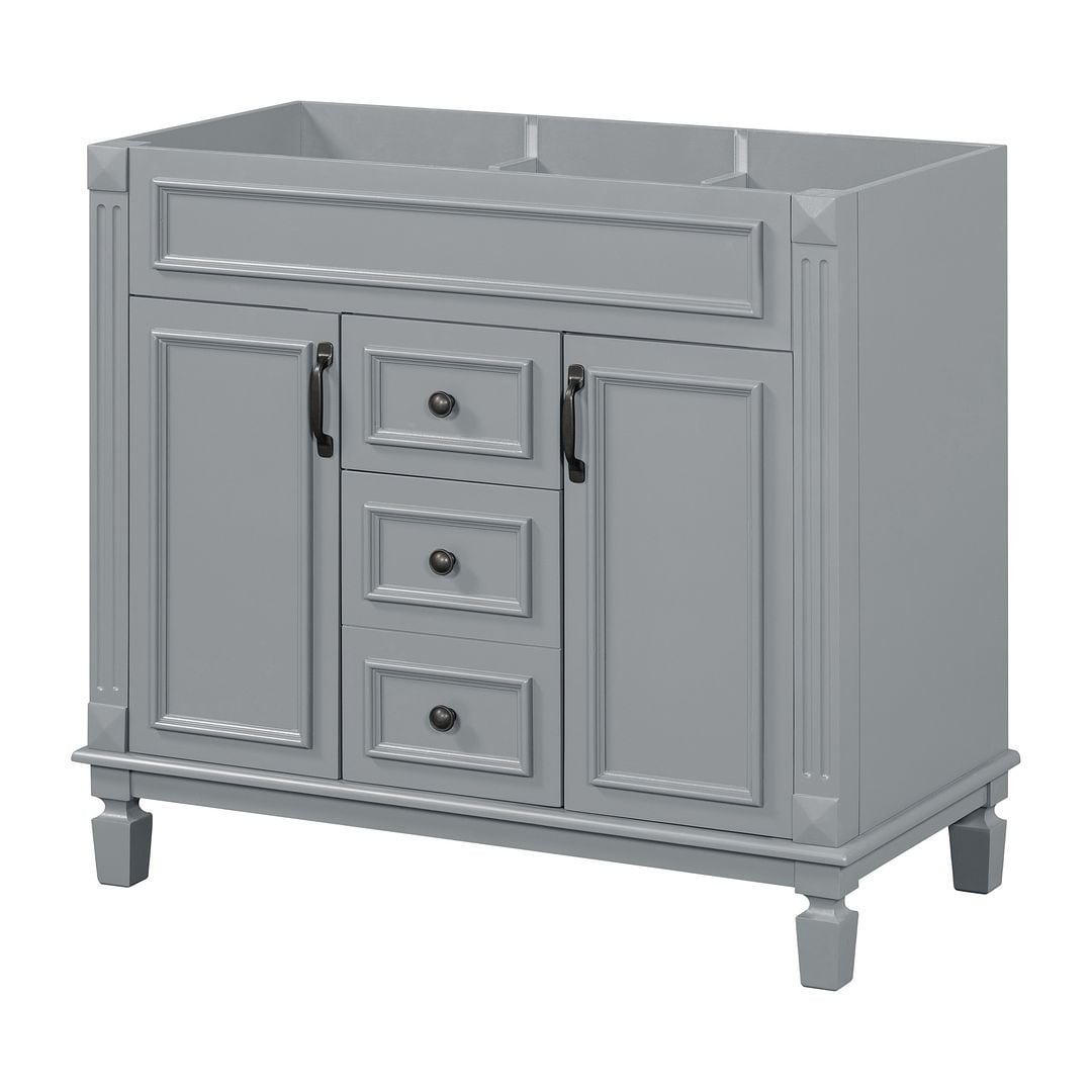 Mobile bagno moderno da 36'' con lavabo superiore e mobiletto a specchio, 2 ante e 2 cassetti