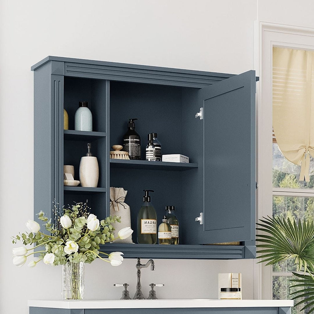 Mobile bagno moderno da 36'' con lavabo superiore e mobiletto a specchio, 2 ante e 2 cassetti