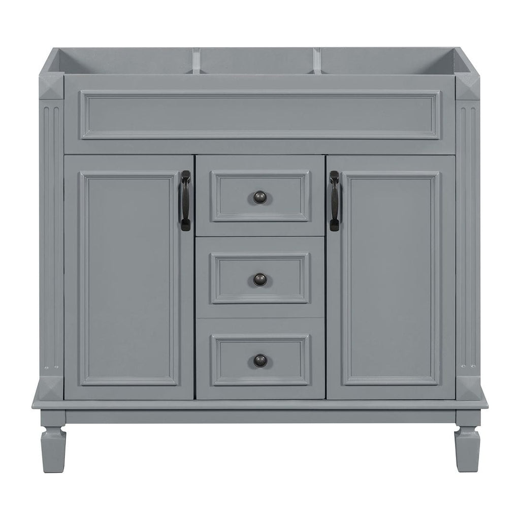 Mobile bagno moderno da 36'' con lavabo superiore e mobiletto a specchio, 2 ante e 2 cassetti
