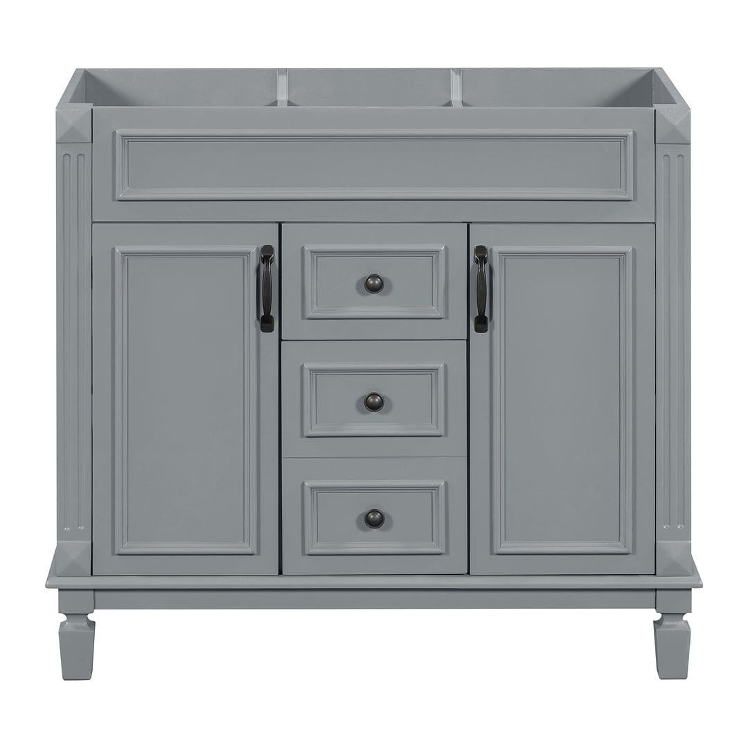 Mobile bagno moderno da 36'' con lavabo superiore e mobiletto a specchio, 2 ante e 2 cassetti