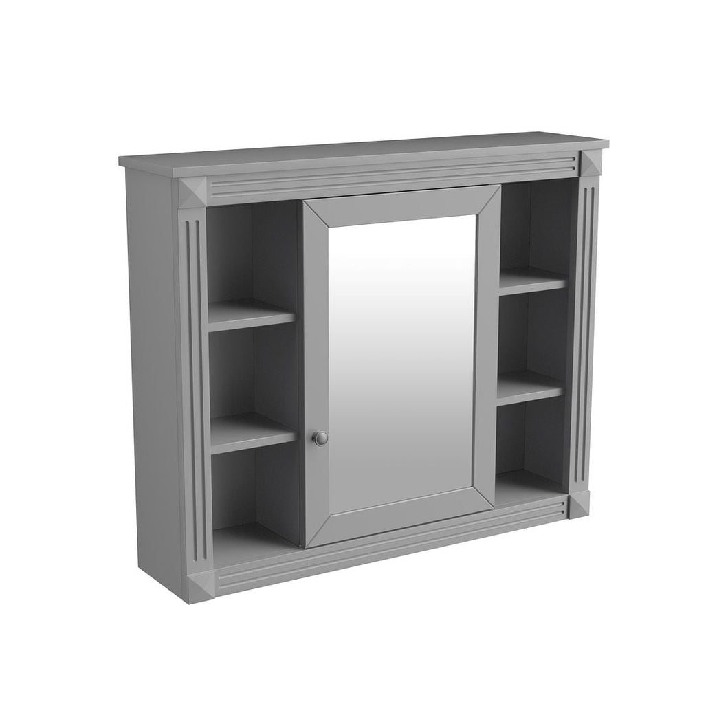 Mobile bagno moderno da 36'' con lavabo superiore e mobiletto a specchio, 2 ante e 2 cassetti