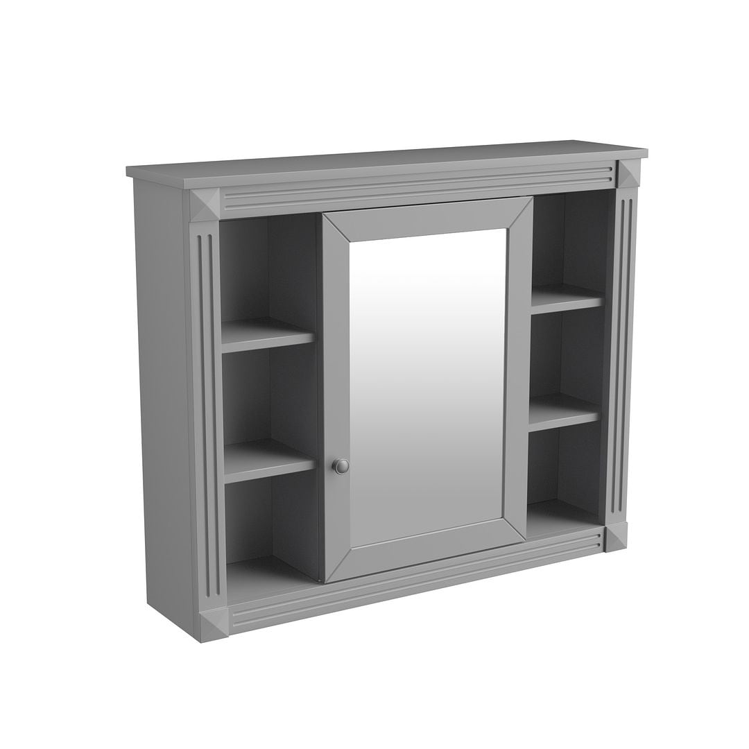 Mobile bagno moderno da 36'' con lavabo superiore e mobiletto a specchio, 2 ante e 2 cassetti