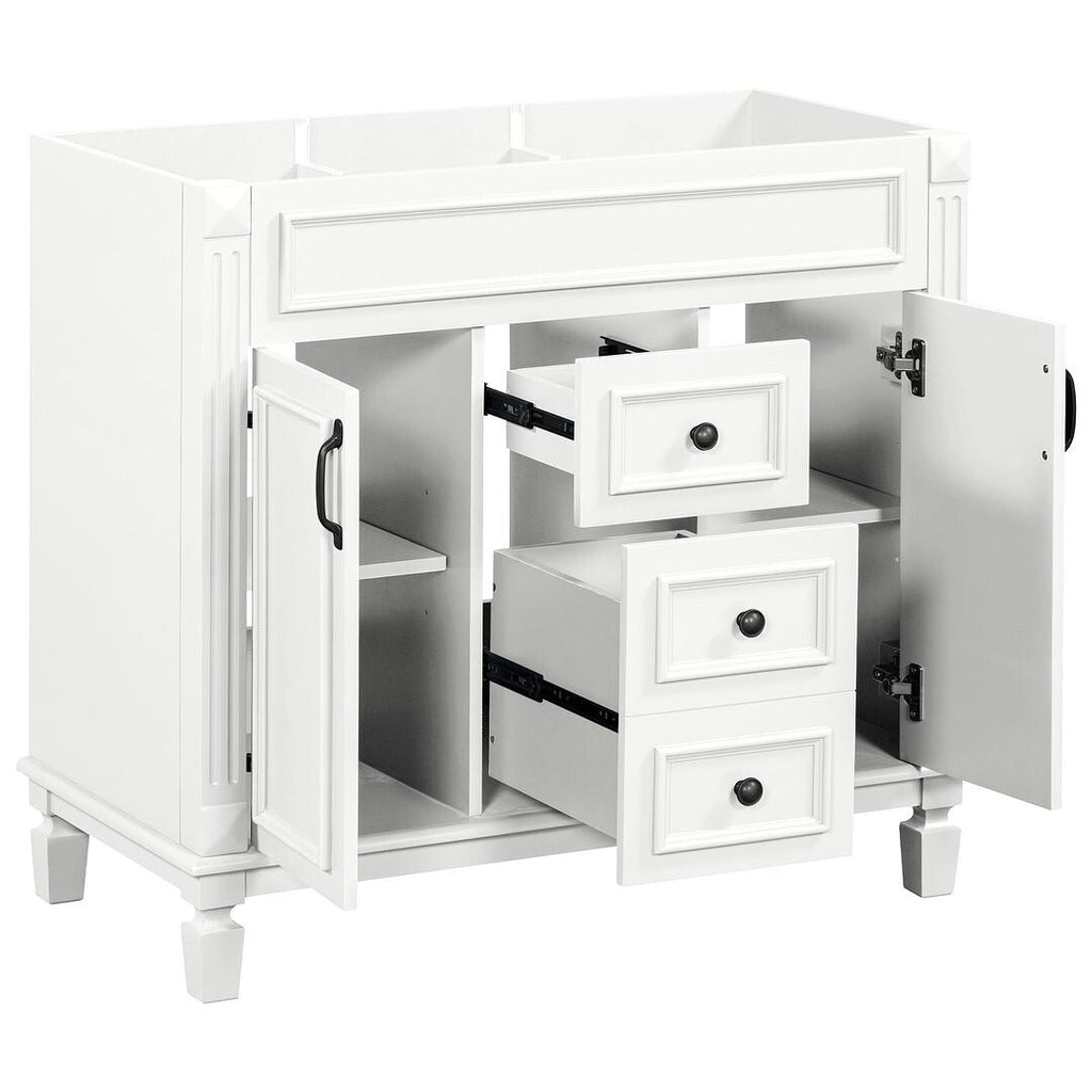 Mobile bagno moderno da 36'' con lavabo superiore e mobiletto a specchio, 2 ante e 2 cassetti