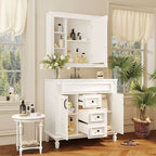 Mobile bagno moderno da 36'' con lavabo superiore e mobiletto a specchio, 2 ante e 2 cassetti