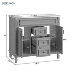 Mobile bagno moderno da 36'' con lavabo superiore e mobiletto a specchio, 2 ante e 2 cassetti