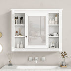Mobile bagno moderno da 36'' con lavabo superiore e mobiletto a specchio, 2 ante e 2 cassetti