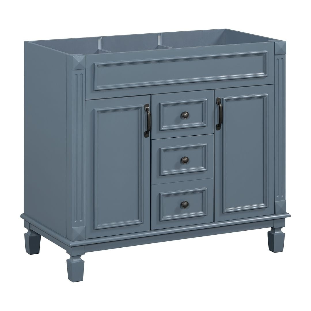 Mobile bagno moderno da 36'' con lavabo superiore e mobiletto a specchio, 2 ante e 2 cassetti
