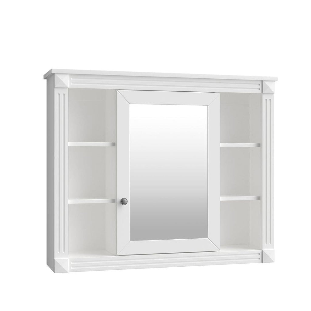 Mobile bagno moderno da 36'' con lavabo superiore e mobiletto a specchio, 2 ante e 2 cassetti