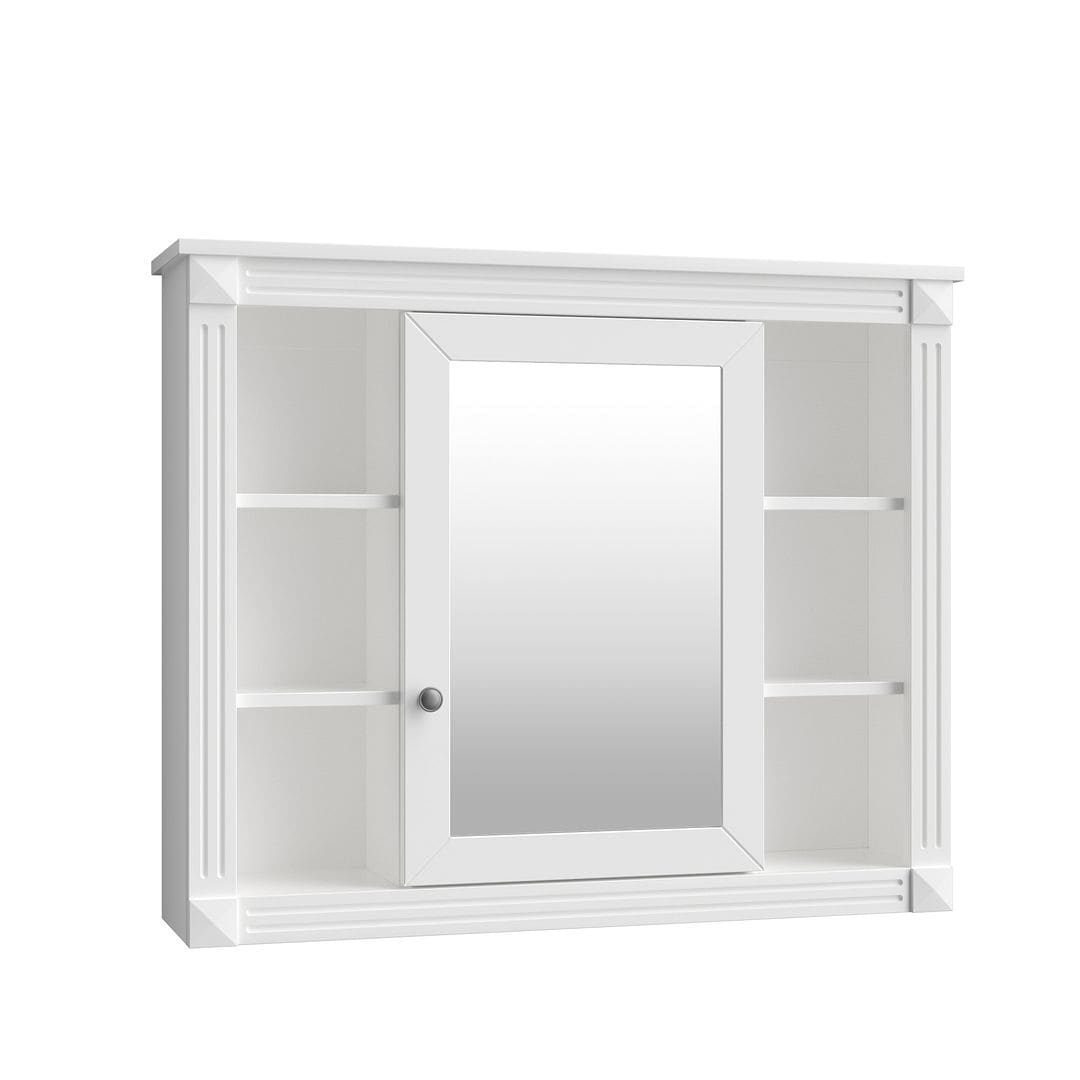 Mobile bagno moderno da 36'' con lavabo superiore e mobiletto a specchio, 2 ante e 2 cassetti
