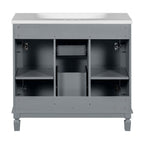 Mobile bagno moderno da 36'' con lavabo superiore e mobiletto a specchio, 2 ante e 2 cassetti