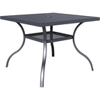 Tavolo da pranzo rettangolare in metallo con doghe per patio esterno 60 x 37 con foro per ombrellone per 6 persone