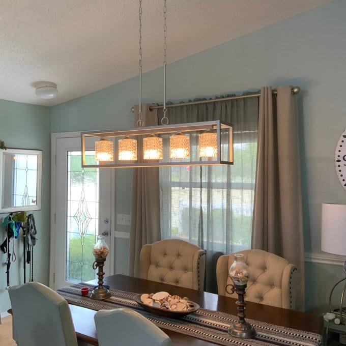 Lampadario rettangolare in cristallo a 5 luci, stile moderno di metà secolo, da 37 pollici, per sala da pranzo - 37 pollici
