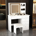 Mobiletto da trucco da 39,4'' con sgabello e specchio