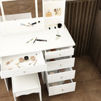 Mobiletto da trucco da 39,4'' con sgabello e specchio