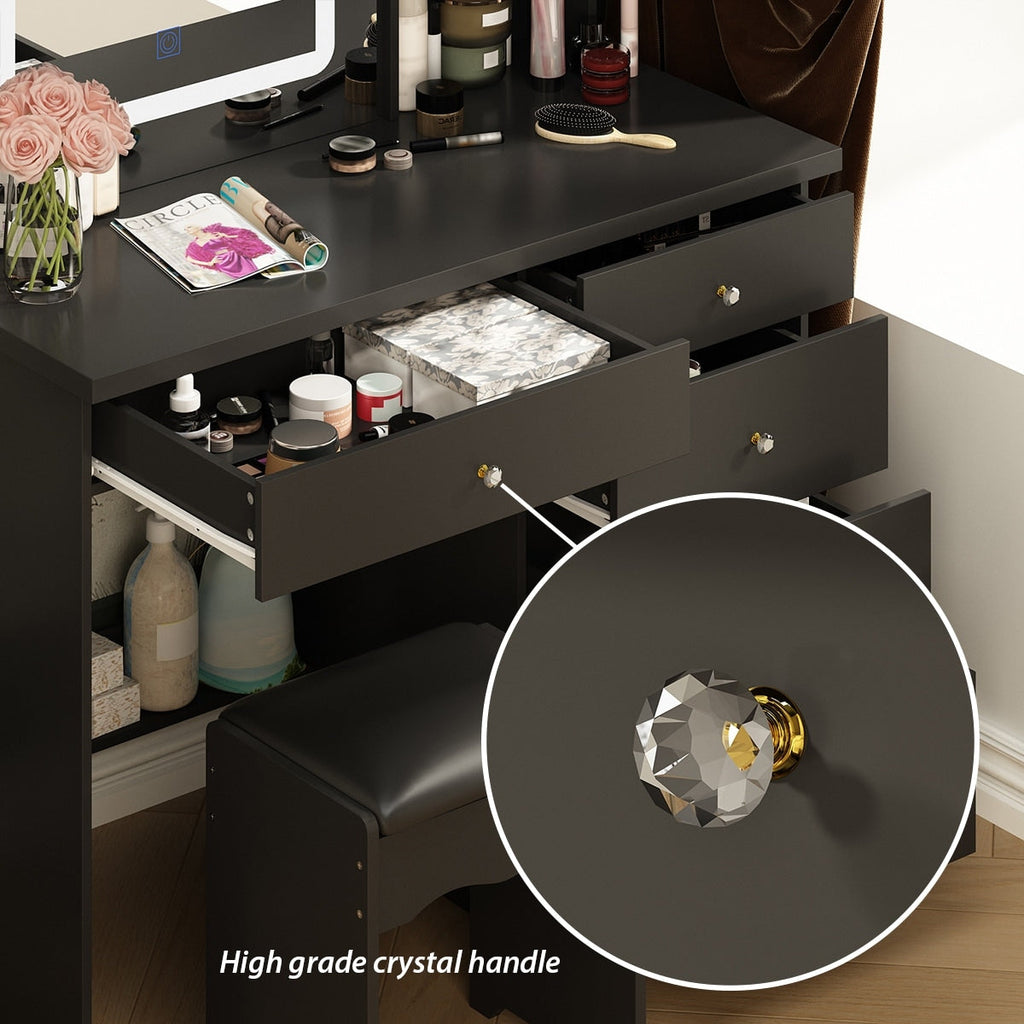Mobiletto da trucco da 39,4'' con sgabello e specchio