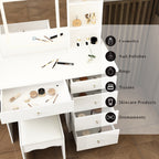 Mobiletto da trucco da 39,4'' con sgabello e specchio
