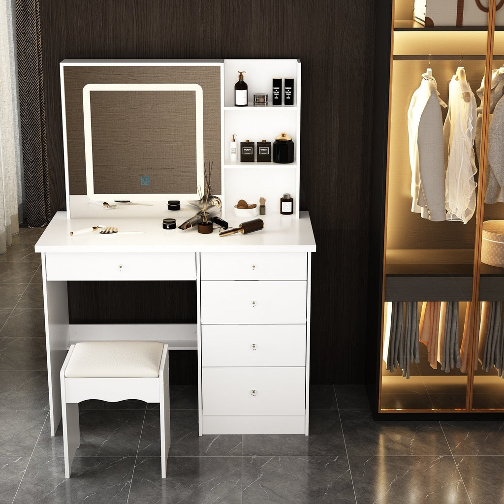 Mobiletto da trucco da 39,4'' con sgabello e specchio
