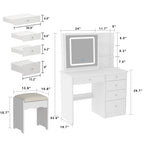 Mobiletto da trucco da 39,4'' con sgabello e specchio