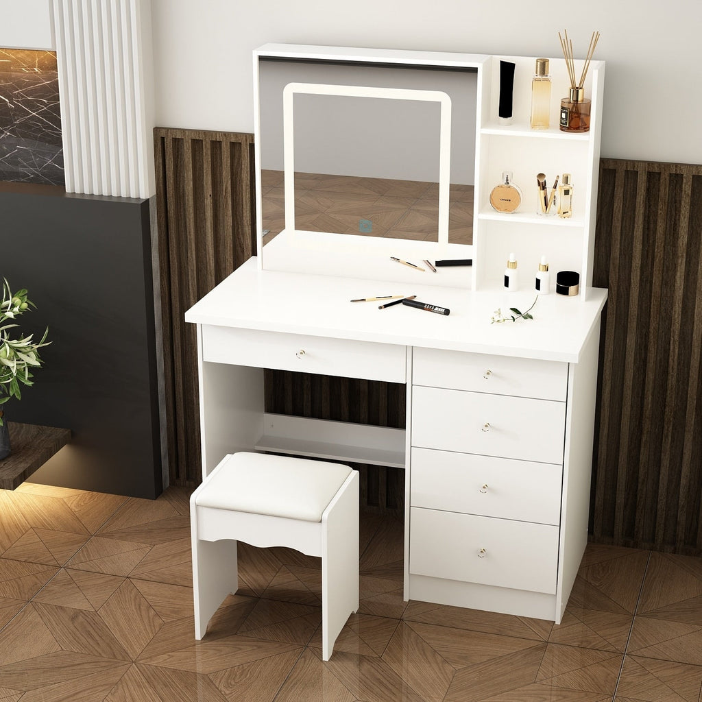 Mobiletto da trucco da 39,4'' con sgabello e specchio